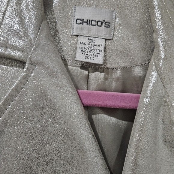 Chico's Shimmering Silver Trench Coat - Picture 2 of 8